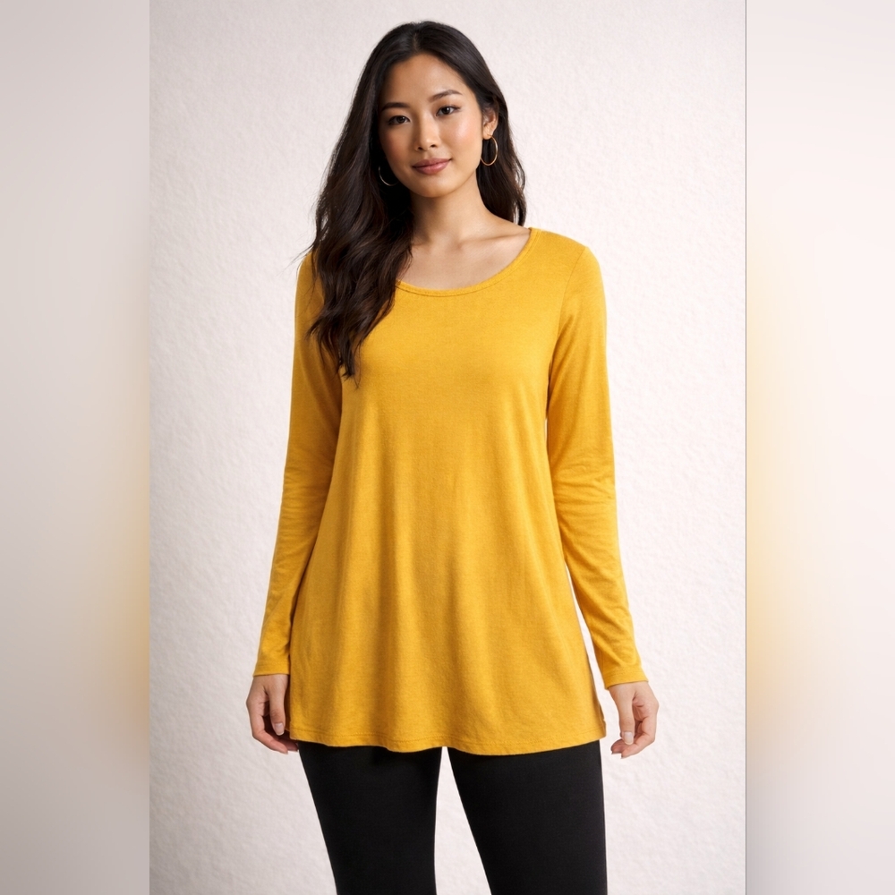 Mustard Premium Lock and Love Lightweight Long Sleeve Tunic Women Medium